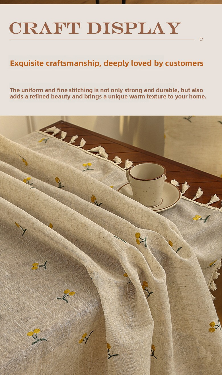 Linen Tablecloth With Embroidery – Tropical Pineapple & Cherry Design | Lightweight & Breathable Boho Chic Dining Table Decor_voghion.com