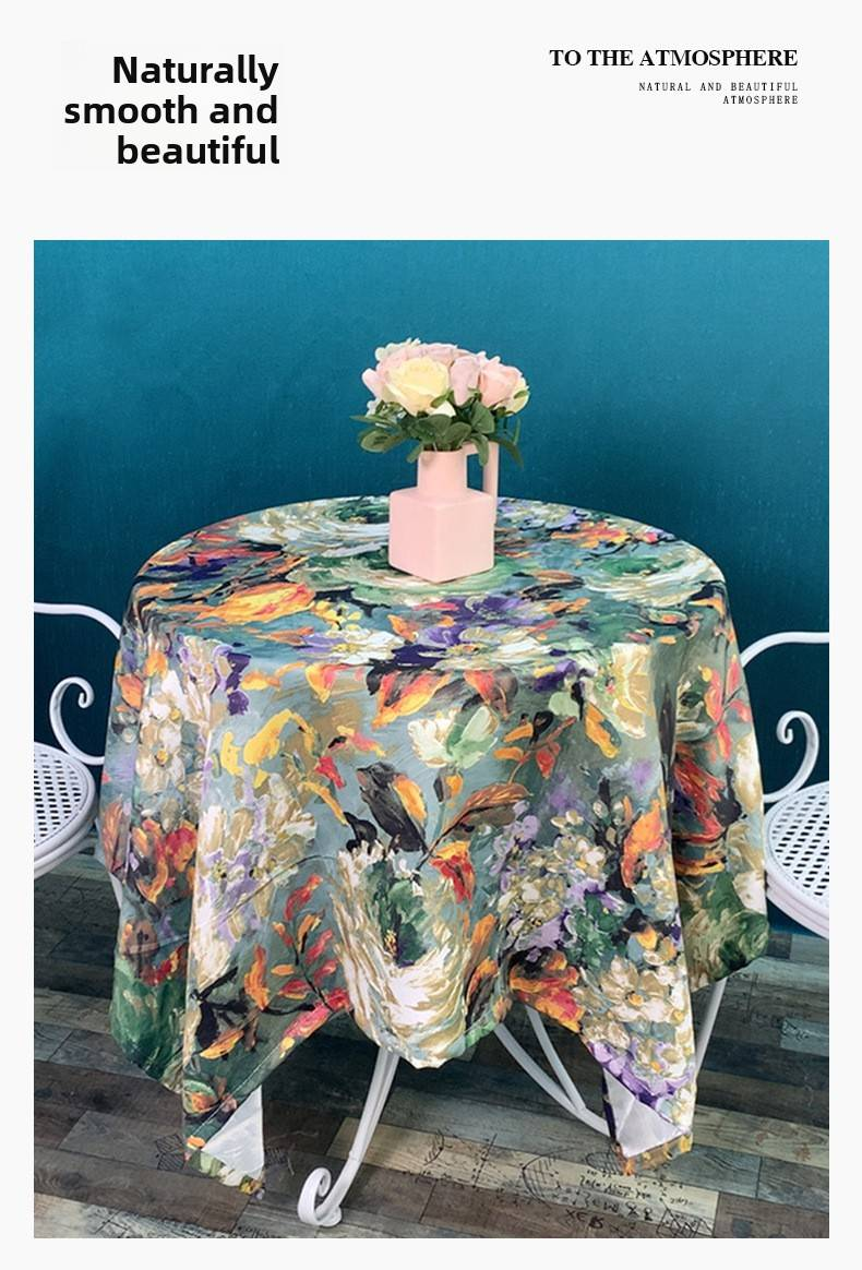 Artistic Table Runner - Oil Painting Style, Heat-Resistant & Non-Slip, For Dining Table, Coffee Bar Or Home Decor (132 * 132cm, 4 Colors)_voghion.com