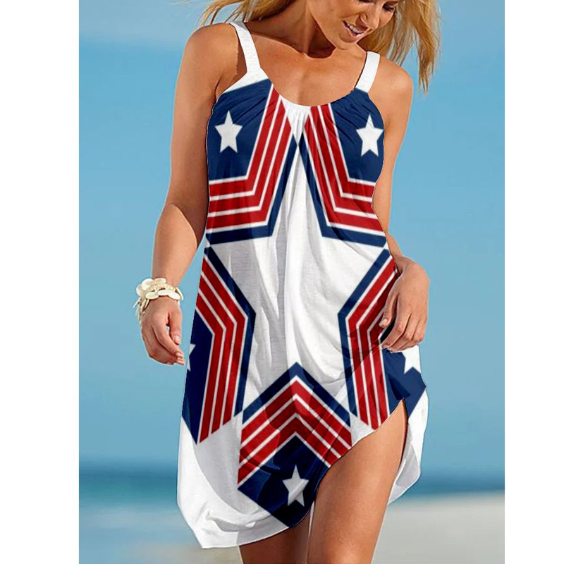 Women's Dress Flag Theme 3D Printed Personalized Street Strap Skirt_voghion.com