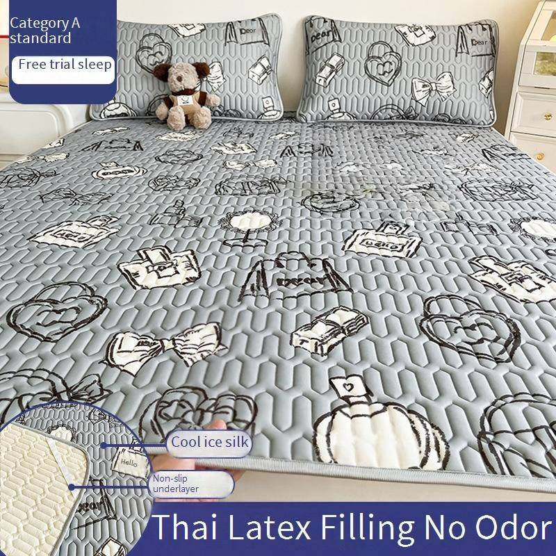 Natural Latex Cooling Bed Sheet Set - Breathable, Washable, Soft & Comfortable For Summer - Single/Double Size With Pillowcases_voghion.com
