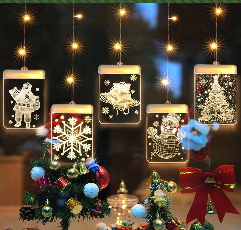 Guirnaldas de luces LED navideñas: decoraciones navideñas a pilas con formas festivas_voghion.com