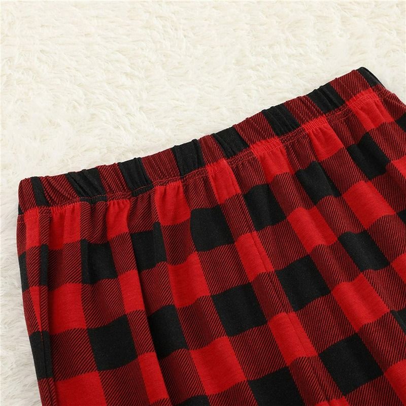 2025 Weihnachts-Eltern-Kind-Kleidung, langärmelige lange Hosen, kariertes Patchwork, bedruckte Heimkleidung, Weihnachts-Eltern-Kind-Kleidungsset – Damen S-XL_voghion.com