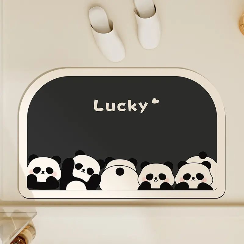 New Lucky Panda Soft Diatom Mud Mat Foot Mat Absorbent Non-slip Toilet Sink Bathroom Quick Dry (size :40*60cm)_voghion.com