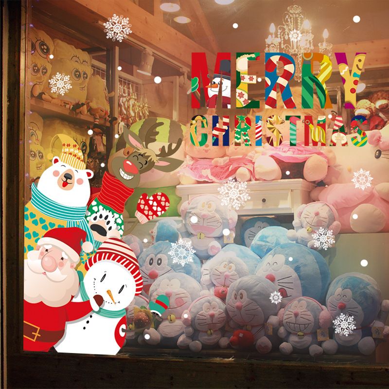 Pegatinas navideñas extraíbles para ventana - XL867, decoración navideña grande con dibujos de renos y osos para el hogar y el dormitorio (60 x 90 cm, PVC)_voghion.com