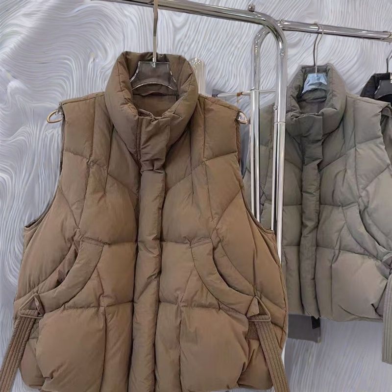 Plus-size gewatteerd vest voor dames – verdikt winterpufferjack zonder mouwen (zwart/wit/bruin)_voghion.com