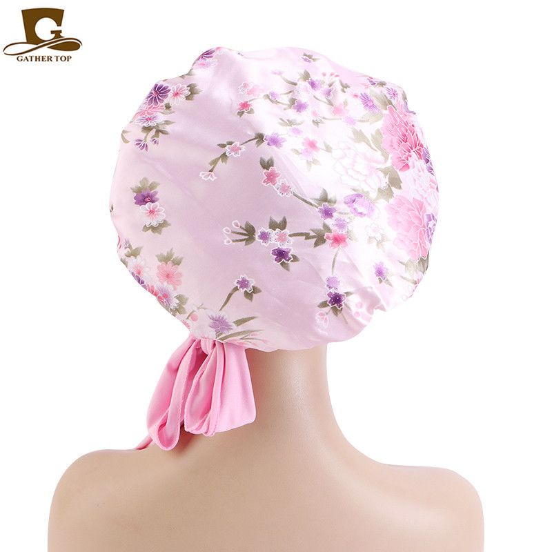 Europees en Amerikaans elastisch lint satijn bedrukt slaap verstelbare band bad schoonheid haarverzorging muts JDB-301J_voghion.com