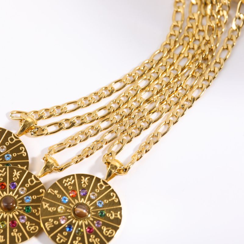 Women's Jewelry Stainless Steel Zodiac Necklace Birthstone & Tarot Pendant Unique Astrological Charm For All 12 Signs Twelve Constellation Necklace_voghion.com