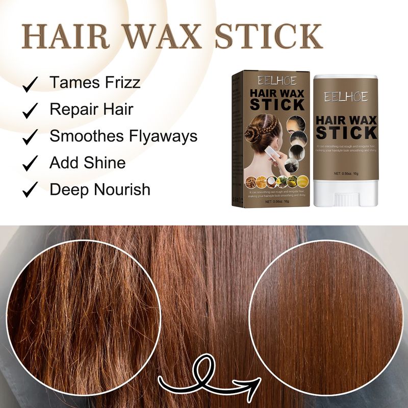 Cera per capelli EELHOE, forma in stick, styling duraturo, capelli lisci e crespi, pomata rassodante morbida in stick_voghion.com