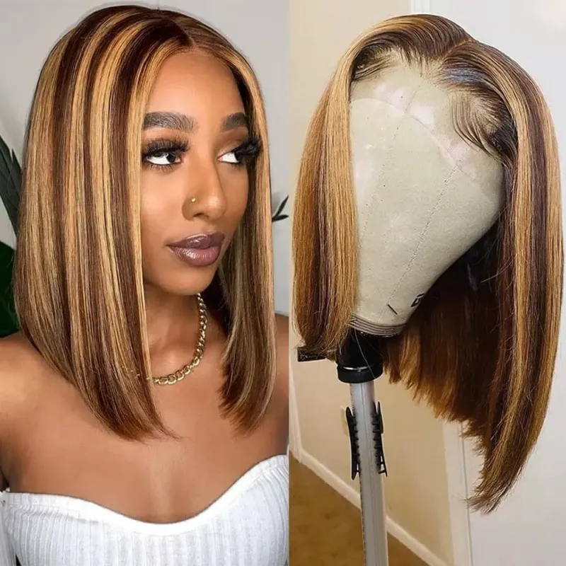 Knochen gerade Bob Perücke 13x4 transparente Spitze Frontal Perücke HD Spitze Front menschliches Haar Perücken für Frauen natürliche Perücke menschliches Haar 180 %_voghion.com