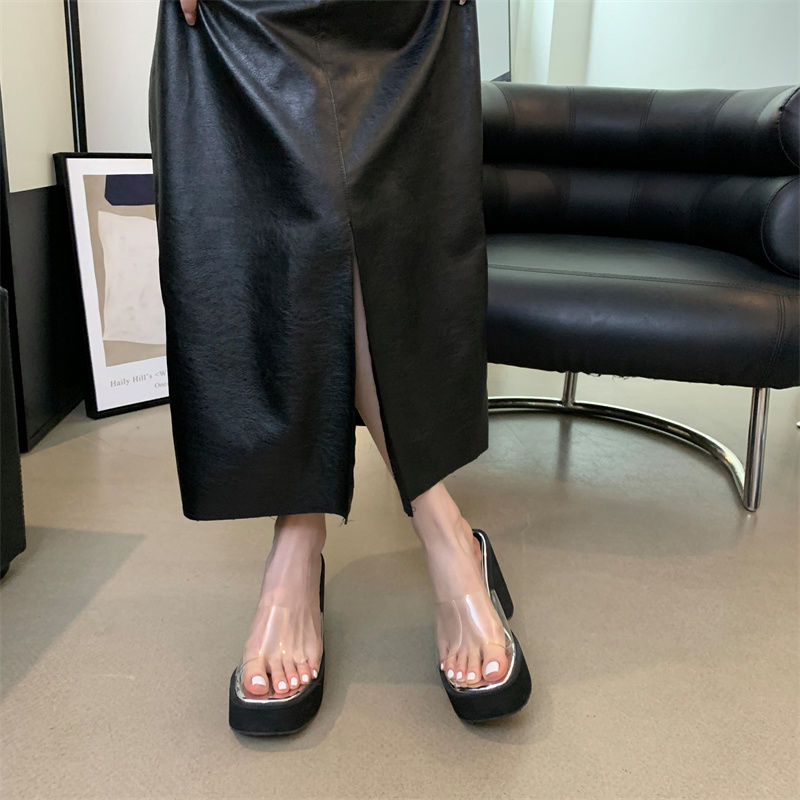 Dicke Biskuitschuhe, transparenter Slope-Sommer 2024-Neustil, vielseitig für den Außenbereich geeignet, weiche Sohle, ultrahoher Absatz_voghion.com