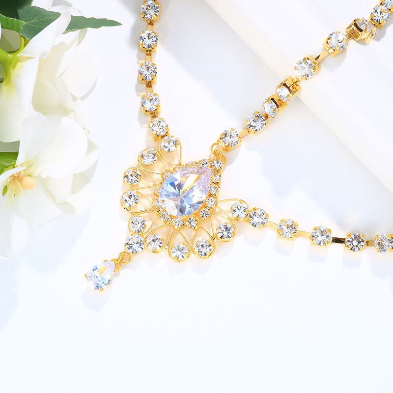 Cadena para la frente con forma de gota de agua de estilo bohemio a la moda, accesorios para el cabello con diamantes de imitación de circonita para novia, tocado 05_voghion.com