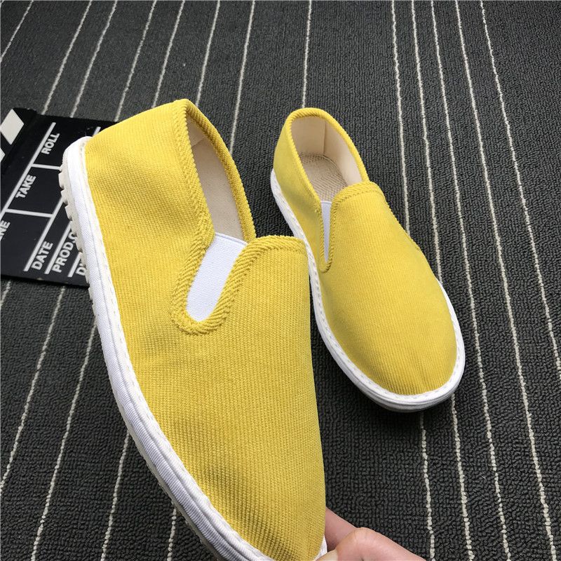 Ademende gele stoffen schoenen, casual instappers voor koppels_voghion.com