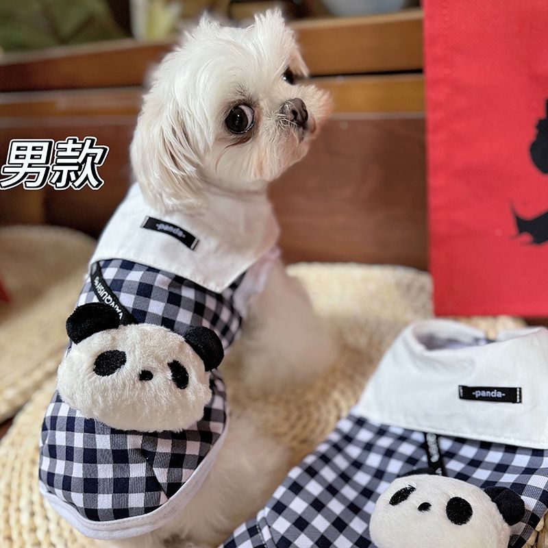 25 Frühling Sommer Neue Plaid Weste Unisex Haustier Kleidung Hund Katze Universal Stil Mit Panda Plüsch Spielzeug_voghion.com