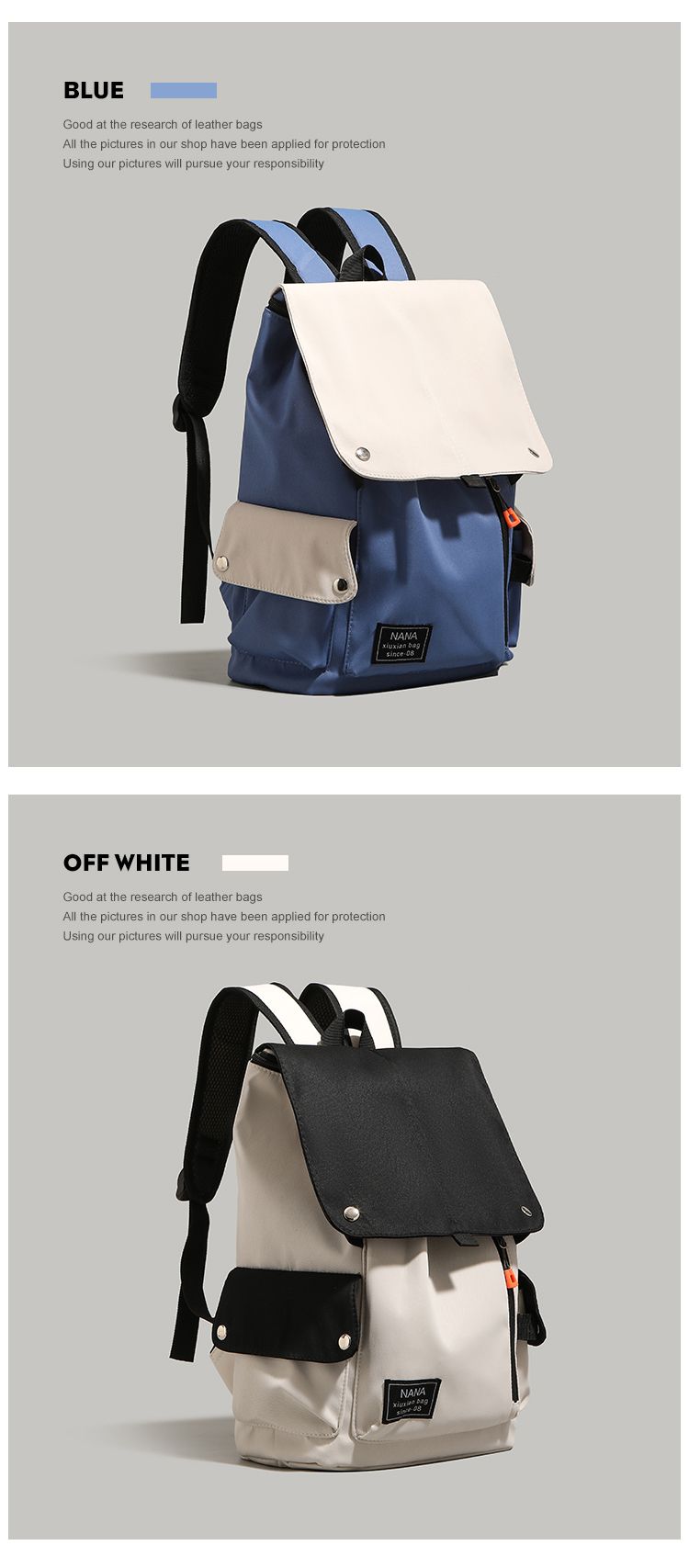 Ur Minimalist Contrast Color 2024 New Arrival Female College Student Schoolbag Outdoor Travel Backpack Large-Capacity_voghion.com