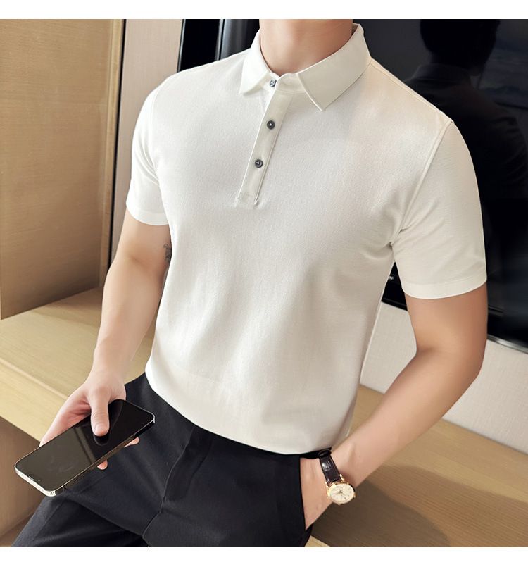 Polo à manches courtes pour homme, nouveauté spéciale été, en coton, confortable, petit revers, non marquant, pressage, version coréenne, coupe ajustée, Paul_voghion.com