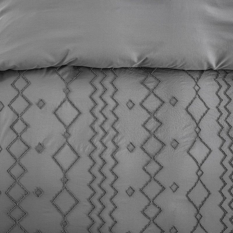 Parure de lit en flanelle grise à motif vagues de diamants – Housse de couette en microfibre brossée douce avec taies d'oreiller, plusieurs tailles_voghion.com