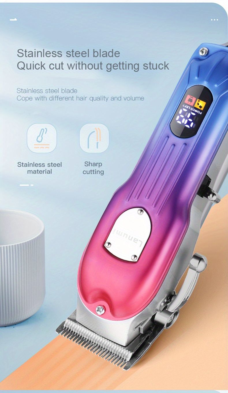 Tondeuses à cheveux professionnelles sans fil pour hommes - Tondeuses électriques pour barbier pour kit de coupe de cheveux - Kit de toilettage pour hommes avec longue durée de vie de la batterie et précision_voghion.com