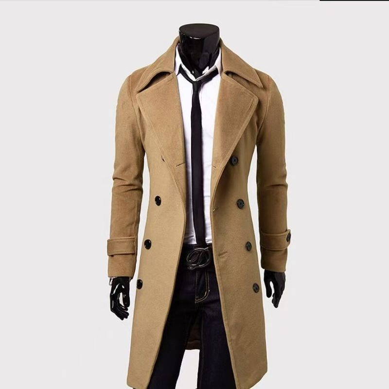 M-4Xl Hierscht a Wanter Laang Duebelknäppt Windjacke Hären Slim Fit Wollmantel Männer_voghion.com