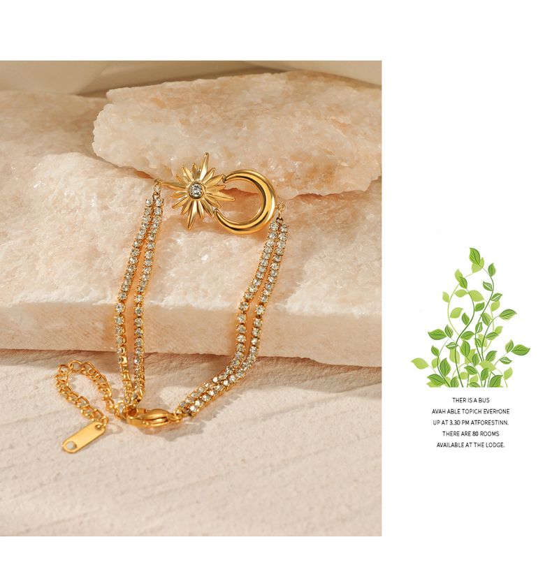 Fashion 14K Gold-plated Star Moon Stainless Bracelet Women's Ins Style Temperament Versatile Dia-encrusted Titanium_voghion.com