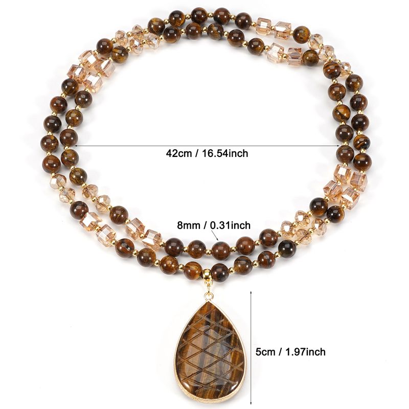 Zuckerwürfel-Kristall, 8 mm, runde Perlen, Tigerauge-Stein, Ted-Stein, natürlicher Halbedelstein, Pullover-Kette, Halskette, handgefertigt_voghion.com