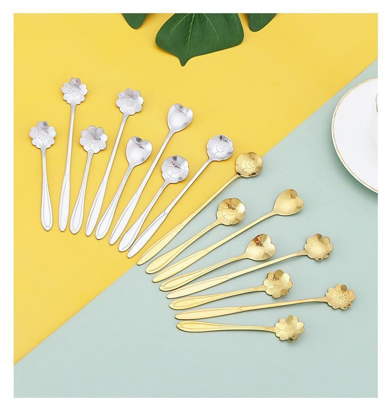 Creative Stainless Steel Spoon Set - Heart & Rose Shaped Spoons For Coffee Dessert & Mixing (Unique Design Elegant Tableware Perfect Gift Idea)_voghion.com