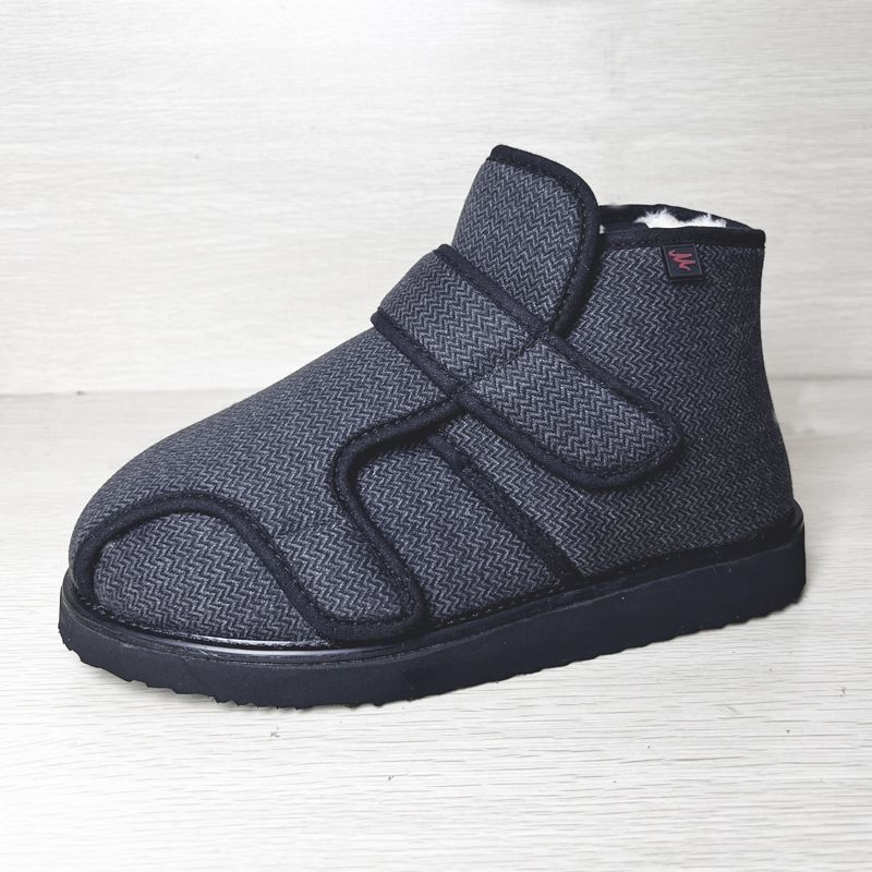 Qiwago Mid-Top-Klettverschluss-Design, Baumwolle, verdickt, warm, rutschfest, flache Schuhe für breite Füße, dicker Spann, tragbar_voghion.com
