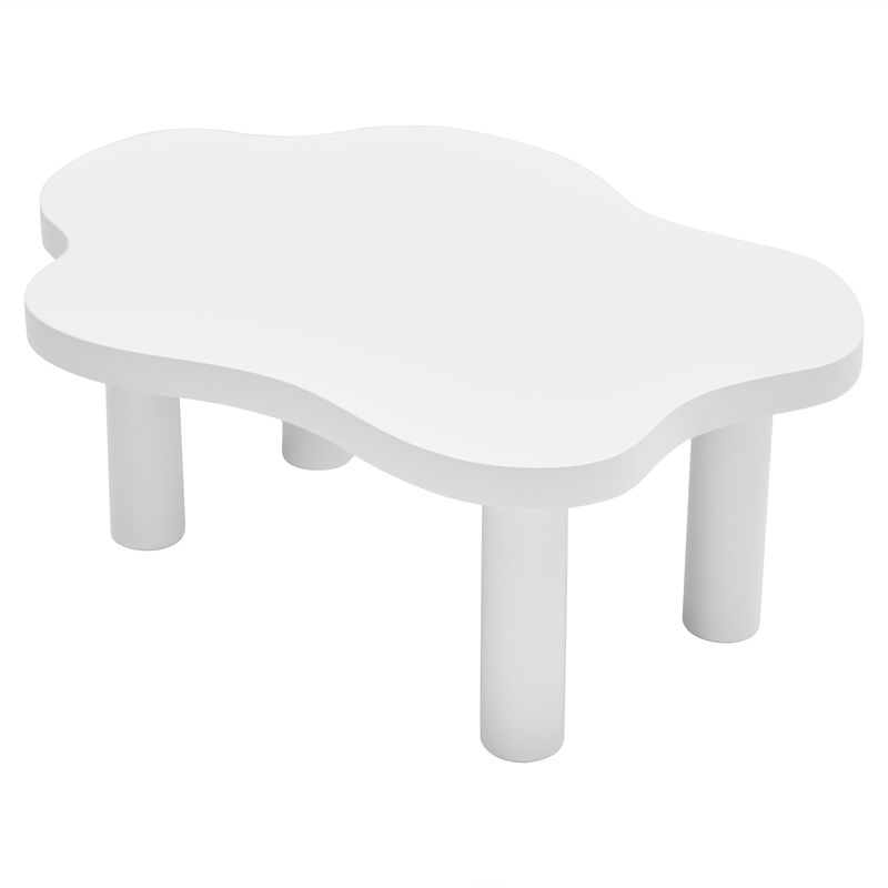 Wolken-Couchetisch, Table basse blanche moderne pour le salon, table d'appoint d'intérieur de dessin animé irrégulier, Beistelltisch à 3 pieds (blanc)_voghion.com