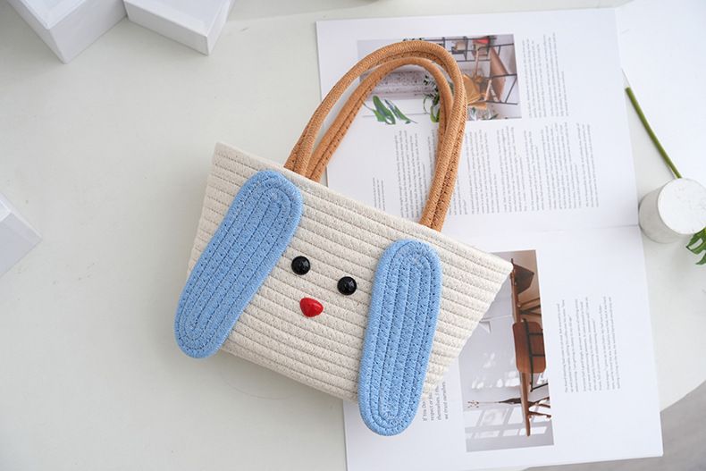 Borsa a mano in corda di cotone in stile cartone animato, piccola borsa in corda di cotone fresca e carina, regalo per bambini, borsa in corda di cotone_voghion.com