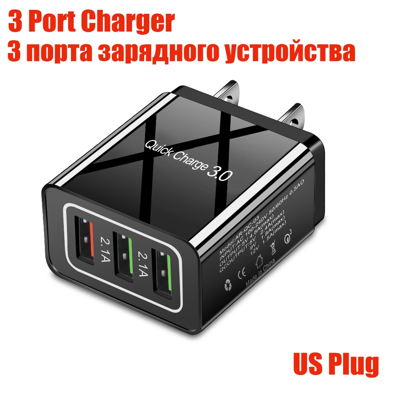 Greitas 48 W įkrovimas 4.0 3.0 USB įkroviklis QC4.0 QC3.0, skirtas „Samsung S10 A50 Xiaomi Mi9 iPhone 11 X 7“ sieniniam adapteriui QC QC_voghion.com
