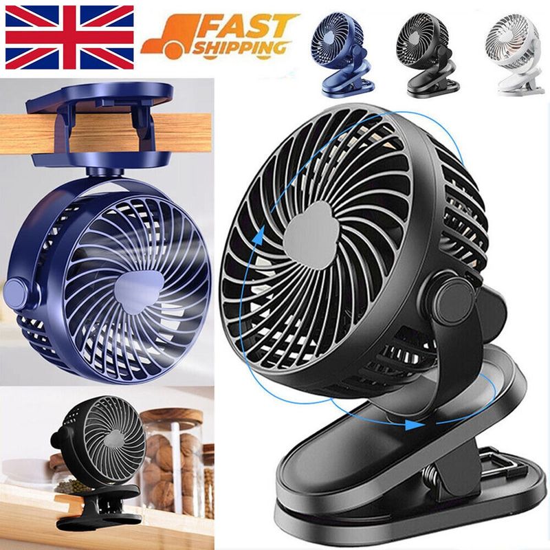 3 Speeds Mini Cooling Fan USB Rechargeable Clip On Desk Baby Stroller Portable_voghion.com