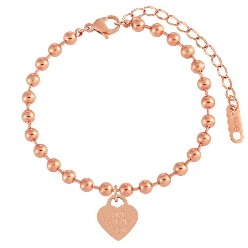 Nuovo ciondolo a forma di cuore, design di nicchia, catena con perline rotonde, bracciale da donna in acciaio al titanio con cuore di pesca._voghion.com