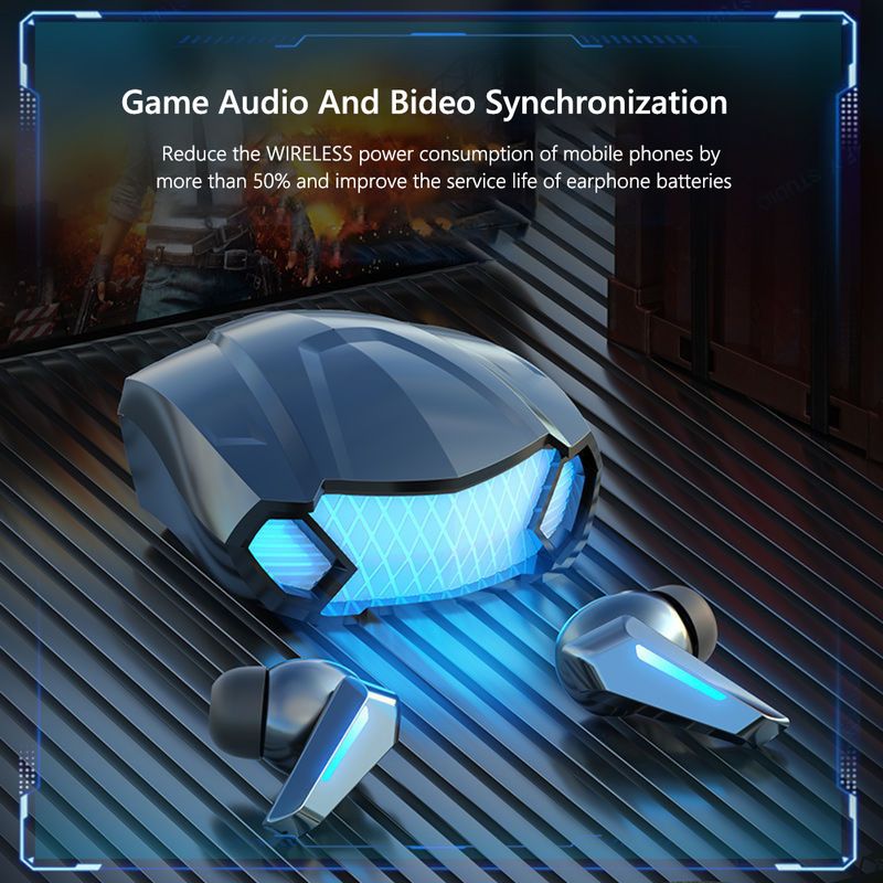 M5 Kabellose Musik-Ohrhörer BT-kompatibel 5.2 Dual-Modi TWS Sport-Gaming-Kopfhörer-Headset mit Atemlicht_voghion.com