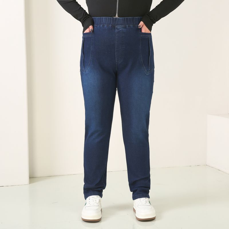 Women's Clothing Large Size Jeans For Women Autumn Fat Mm Slim Trousers High Elastic Small Pants_voghion.com