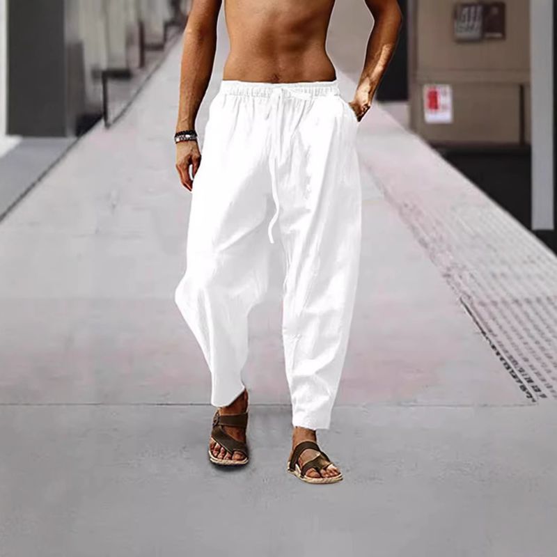 Premium Products 2025 Summer Men's Hip Hop Breathable Cotton Loose Relaxed Sports Pants_voghion.com