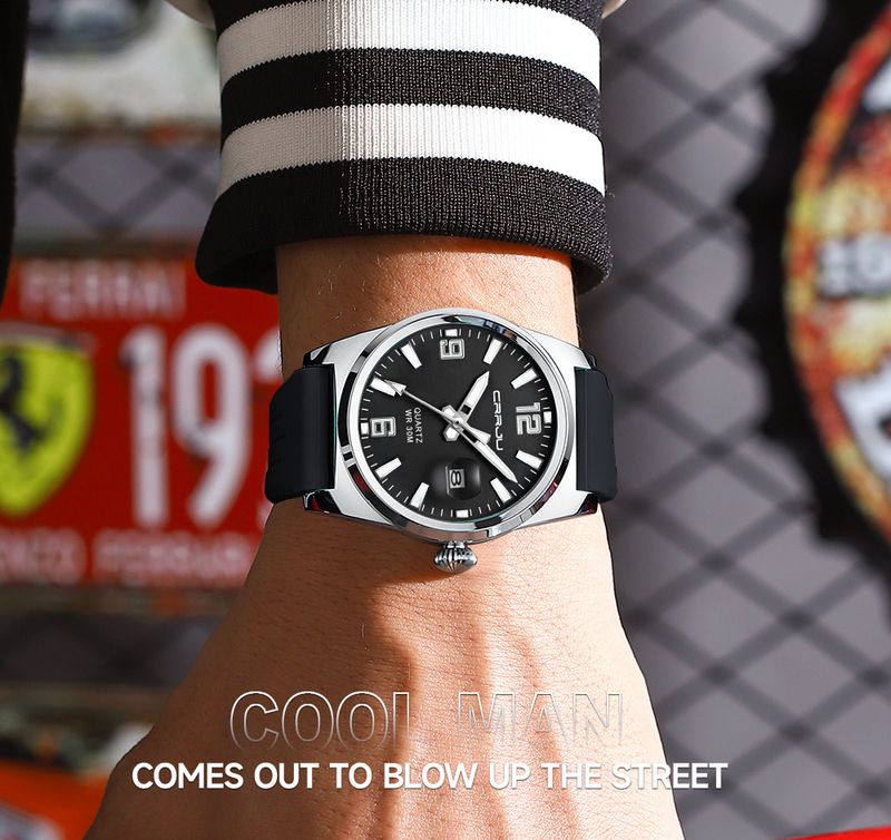 Runde Kalenderuhr für Herren und Damen mit wasserdichtem Silikonarmband, minimalistisches Design, Uhr im Freizeit- und Business-Stil_voghion.com