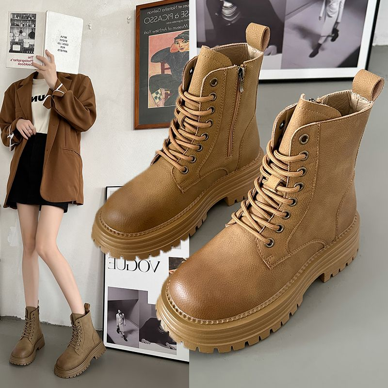 Brit stílusú női vintage overall boka platform Martin csizma_voghion.com