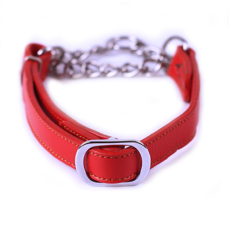 Obroża dla psa Pet Semi-Control P Chain ze skóry bydlęcej, ze stali nierdzewnej, duża, średnia, mała_voghion.com