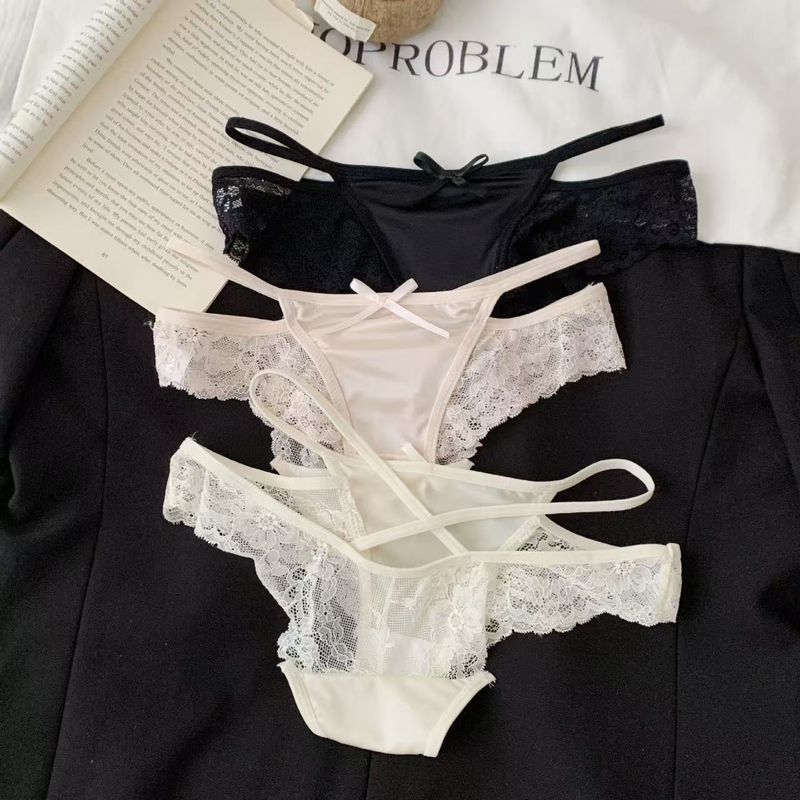 LuvBox Charming Style * French Little Fragrance Sexy Mesh Lace per le donne Simple Hollow Pure Desire Mutandine a triangolo a vita bassa_voghion.com