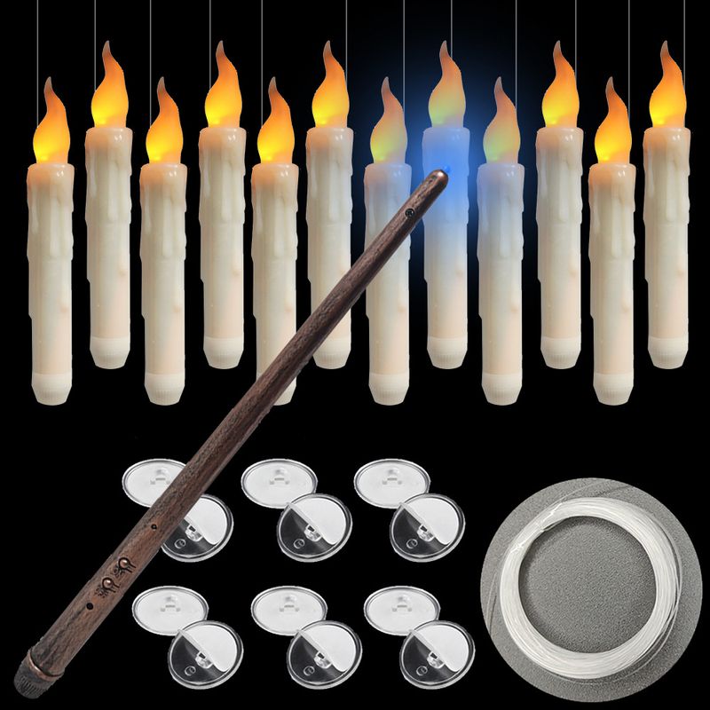 Cross-border hot wand suspension candle light  Potter theme party decoration remote control long rod electronic candle light_voghion.com