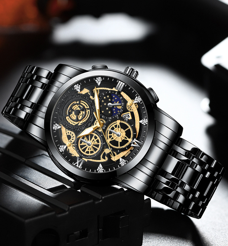 New Sun, Moon And Star Men's Watch Hollow Calendar Tourbillon Quartz Waterproof Watch Men's Watch_voghion.com