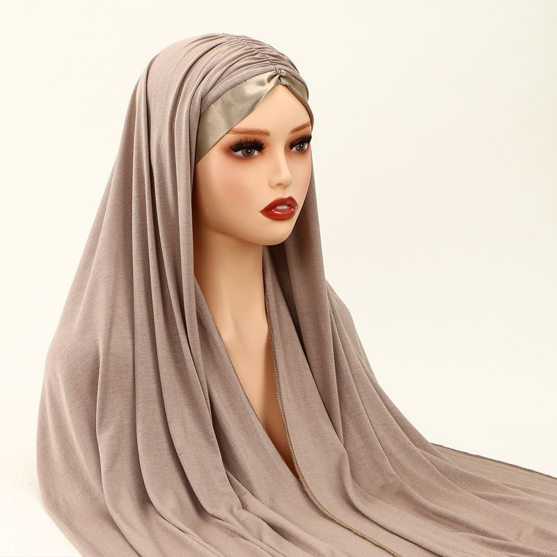 Sciarpe da donna, sciarpa lunga in cotone mercerizzato con cravatta plissettata, foulard coordinato per donna, Medio Oriente, Dubai_voghion.com