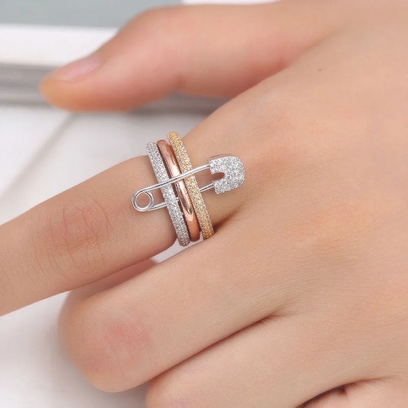 Anello staccabile tricolore di grande vendita, anello con spilla in zircone micro intarsiato personalizzato da donna_voghion.com