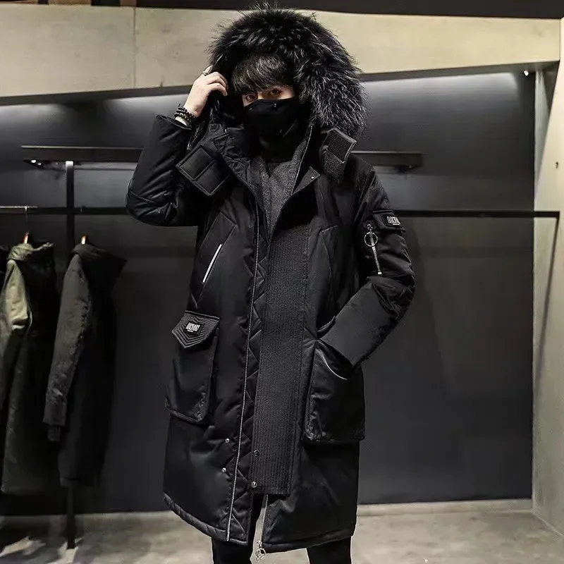 Zimní bunda s velkým límečkem Parka Down Jacket 2024 Střední délka Zesílená Teplá bílá Duck Down Pánské a dámské svrchní oděvy_voghion.com