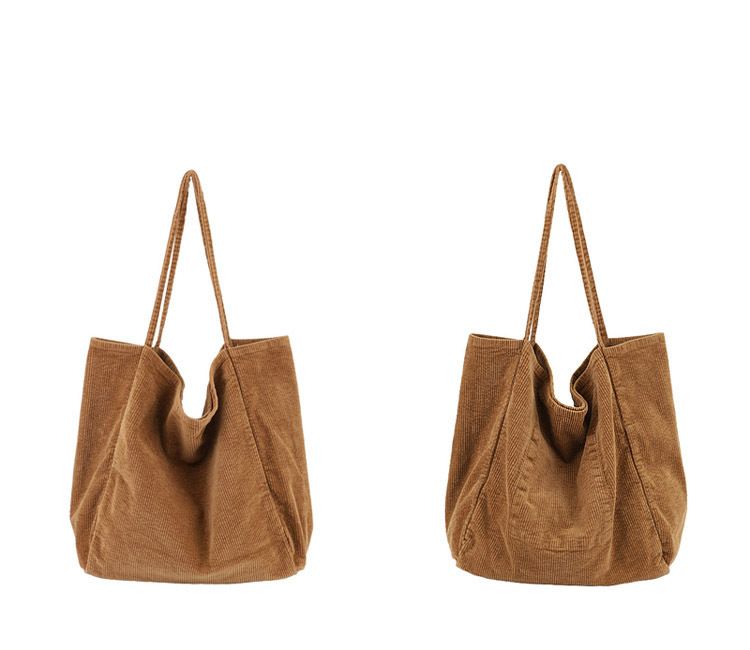 Freizeit-Einkaufstasche mit großem Fassungsvermögen in koreanischer Version, modische Handtasche aus Cord-Canvas, einfache und künstlerische Retro-Umhängetasche für Damen_voghion.com