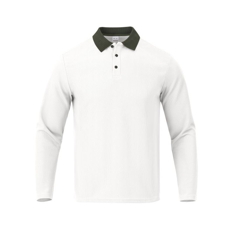 Poloshirt aus Rippstrick für Herren – Locker geschnittenes, langärmliges, lässiges T-Shirt mit Knopfleiste (S–XXXL, französischer Strukturstoff)_voghion.com