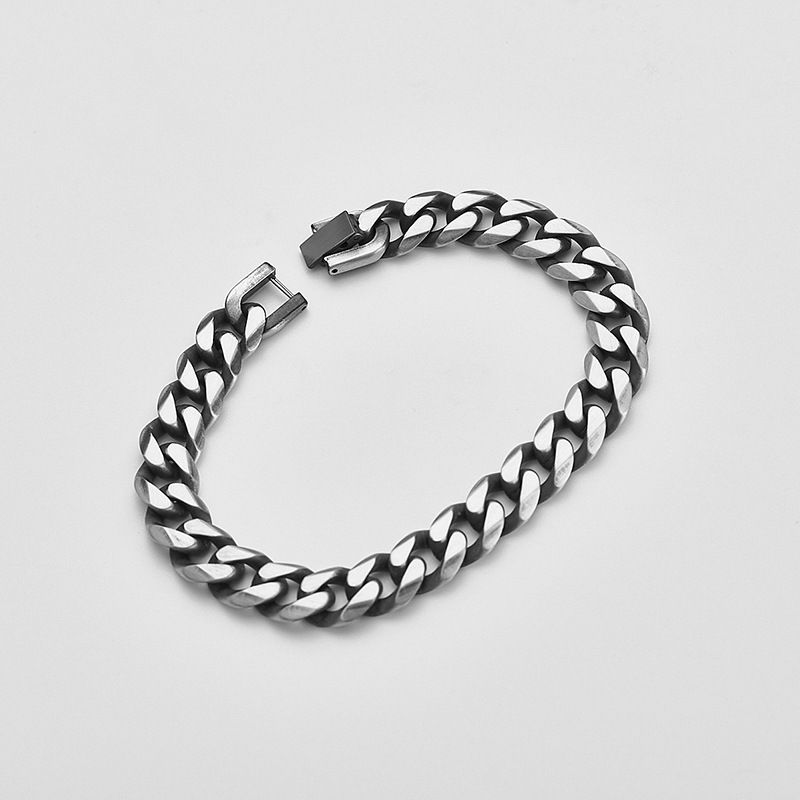 Bracciale da uomo in acciaio al titanio, gioielli alla moda, accessori alla moda, catena cubana a sei lati_voghion.com