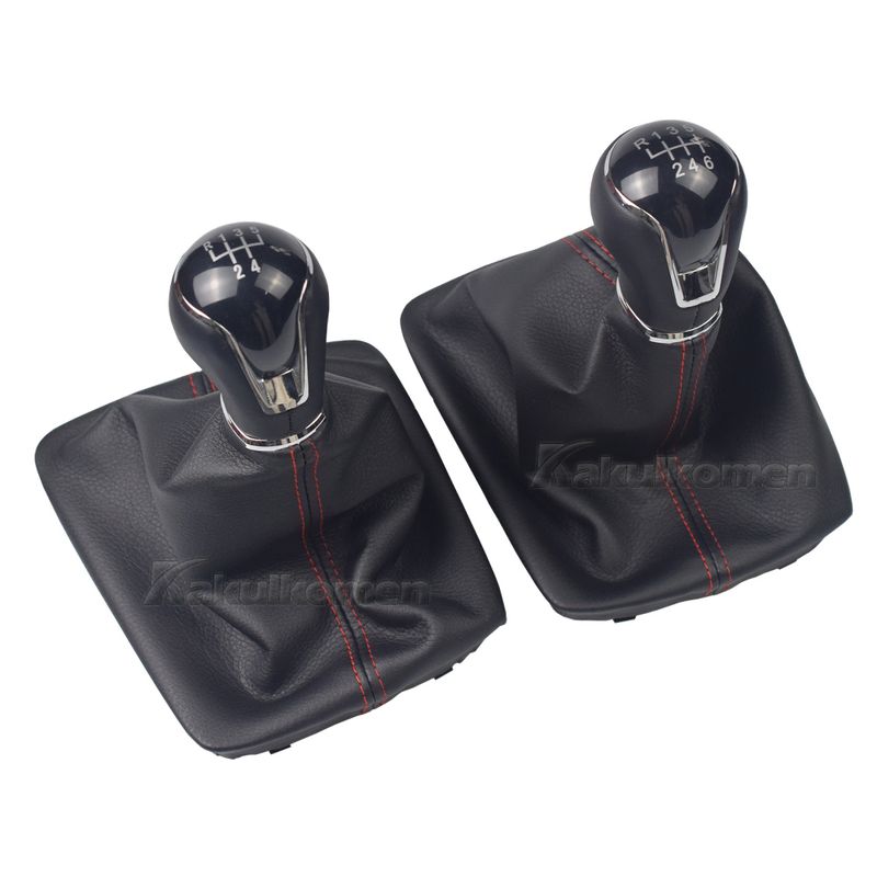 Leather Car Gear Shift Knob Lever Gaitor Boot Cover For Seat Leon III 3 2012 2013 2014 2015 2016 2017 5/6 Speed Manual_voghion.com