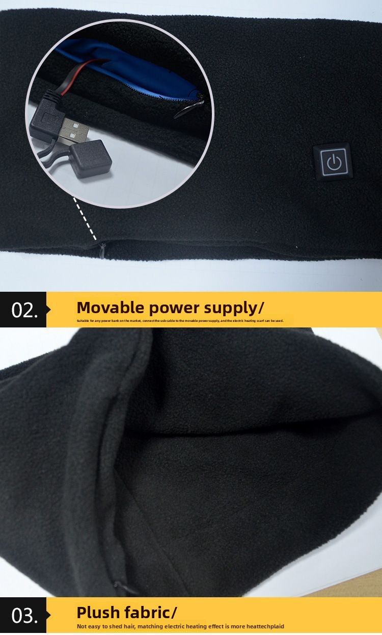 Winter-Smart-Ladeschal für Männer und Frauen, USB-Elektroheizung, wärmer, Outdoor-Radfahren, kältebeständiger Halswärmer_voghion.com