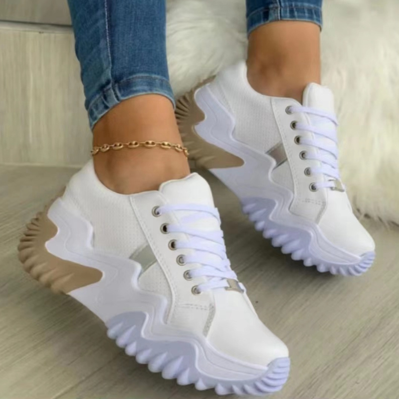 SHLIANG Moda Tênis Sapato de Lona de Cano Alto Tênis Feminino Sapatos Femininos com Cadarço Respirável Corrida Casual Outono Plataforma Meninas Vulcanizado S0052_voghion.com