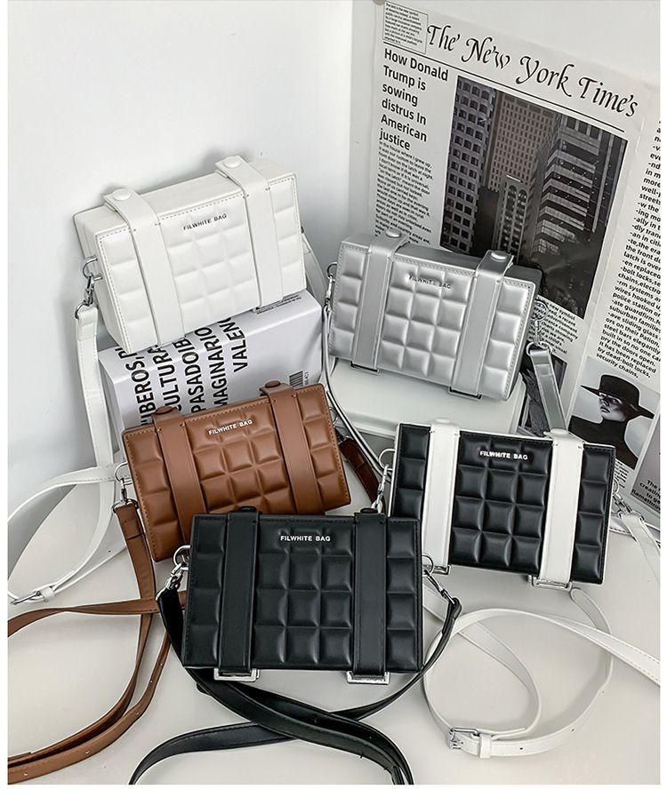 Box-Tasche für Herren und Damen 2023 Neue Ins Diamant-kleine quadratische Tasche Schokoladenblock-Umhängetasche mit einer Schulter_voghion.com